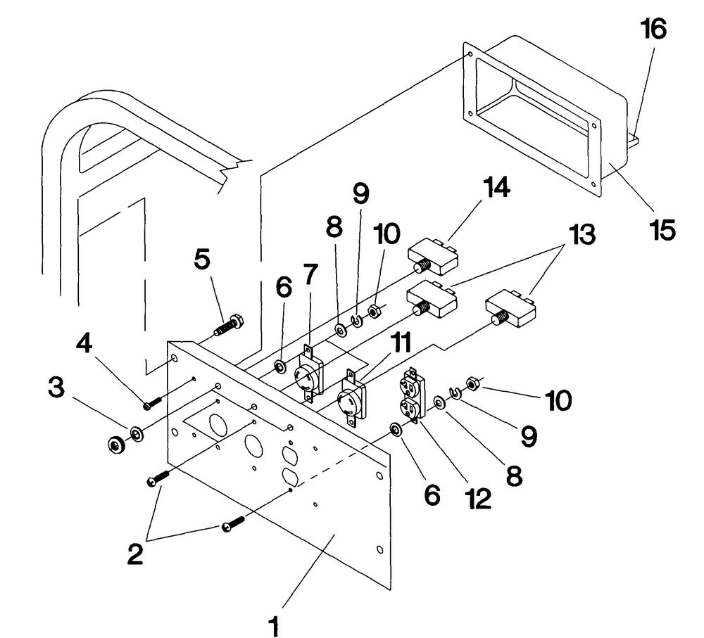 Control Panel Diagram and Parts List for 1278-0-SVP4800  Briggs and Stratton Generator